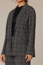 Charcoal Black Long Sleeve Open Front Princess Seaming Angled Drop In Flap Pocket Blazer