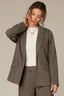 Peanut Butter Black Long Sleeve Open Front Princess Seaming Angled Drop In Flap Pocket Blazer