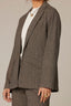 Peanut Butter Black Long Sleeve Open Front Princess Seaming Angled Drop In Flap Pocket Blazer