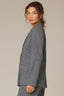 Heather Charcoal Long Sleeve Open Front Princess Seaming Angled Drop In Flap Pocket Blazer