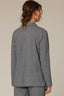 Heather Charcoal Long Sleeve Open Front Princess Seaming Angled Drop In Flap Pocket Blazer