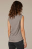 Heather Putty Sleeveless Pleated Mock Neck Asymmetrical Hem Knit Tank Top