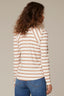 White Sahara Sand Long Puff Sleeve Scoop Neck Stripe Blocked Print Knit Top