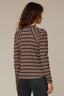 Oyster Mushroom Black Long Puff Sleeve Scoop Neck Stripe Blocked Print Knit Top