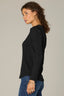 Black Long Puff Sleeve V-Neck Hi-Low Knit Top