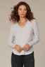 Heather Grey Long Puff Sleeve V-Neck Hi-Low Knit Top