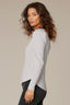 Heather Grey Long Puff Sleeve V-Neck Hi-Low Knit Top