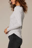 Heather Grey Long Puff Sleeve V-Neck Hi-Low Knit Top