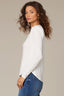 White Long Puff Sleeve V-Neck Hi-Low Knit Top