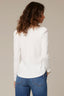 White Long Puff Sleeve V-Neck Hi-Low Knit Top