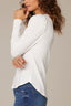 White Long Puff Sleeve V-Neck Hi-Low Knit Top