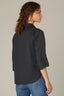 Black Long Roll Tab Sleeve Collar Neck Button Down Front Hi-Low Woven Top