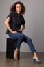 Dark Navy Denim Sophie Contour Shape Technology Mid-Rise Cropped Ankle Hem Skinny Petite Jean