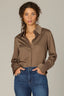 Ginger Snap Long French Cuff Sleeve Collar Neck Square Yoke Button Down Woven Shirt