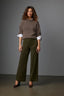 Duffel Green High Rise Contour Shape Technology Patch Pocket Side Panel Slit Hem Wide Leg Pant
