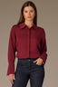 Wine Long Button French Cuff Sleeve Collar Neck Hidden Placket Button Down Split Hi-Low Woven Shirt