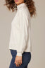 Heather Ecru Long Dolman Sleeve Mixed Media Mock Neck Banded Hem Knit Top