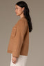 Candy Yam Long Drop Shoulder Sleeve Dart Shoulder Angled Patch Pocket Round Neck Zip Front Side Entry Pocket Cropped Cased Hem Back Center Seam Knit Coat