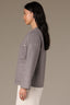 Heather Graphite Long Drop Shoulder Sleeve Dart Shoulder Angled Patch Pocket Round Neck Zip Front  Side Entry Pocket Cropped Cased Hem Back Center Seam Knit Coat