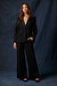 Black Contour Shape Technology Skyrise Pintuck Side Panel Wide Leg Trousers