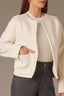 Ivory Long Sleeve Seaming Detail Dual Entry Patch Pocket Round Neck Cropped Hem Knit Coat
