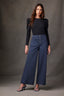 Orion Blue Skyrise Button Fly Seaming V-Shaped Back Yoke Contour Shape Technology Wide Leg Petite Pant