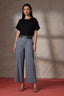 Indigo Skyrise Double Button Faux Back Pocket Center Front Seam Contour Shape Technology Wide Leg Pant 