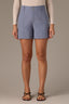 Infinity Blue Skyrise Double Button Faux Back Pocket Front Center Seam Contour Shape Technology Trouser Short