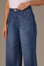 Blue Denim Contour Shape Technology Skyrise Cropped Hem Whitney Wide Leg Petite Jean