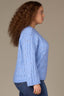 Heather Cerulean Blue Long Drop Shoulder Sleeve Round Neck Open Work Plus Size Sweater