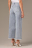 Light Blue Artisanal Denim Skyrise Fray Hem Round Up Contour Shape Technology Wyatt Wide Leg Boyfriend Plus Size Jean