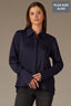 Blue Charcoal Long Button French Cuff Sleeve Collar Neck Hidden Placket Button Down Split Hi-Low Woven Plus Size Shirt