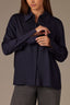 Blue Charcoal Long Button French Cuff Sleeve Collar Neck Hidden Placket Button Down Split Hi-Low Woven Plus Size Shirt