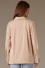 Champagne Long Button French Cuff Sleeve Collar Neck Hidden Placket Button Down Split Hi-Low Woven Plus Size Shirt