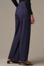 Navy High Rise Ponte Patch Pocket Utility Self Tie Waist Wide Leg Petite Pant