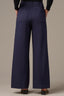 Navy High Rise Ponte Patch Pocket Utility Self Tie Waist Wide Leg Petite Pant