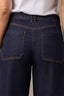 Dark Indigo Denim Wyatt Contour Shape Technology Skyrise Wide Leg V-Pocket Petite Jean