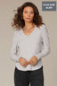 Heather Grey Long Puff Sleeve V-Neck Hi-Low Plus Size Knit Top