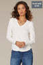 Off White Long Puff Sleeve V-Neck Hi-Low Plus Size Knit Top